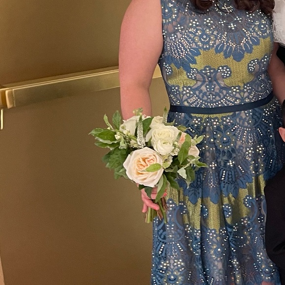 Beautiful Jovani peacock colored dress with embellishments. Worn once. - Picture 2 of 8